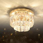 Contemporary Luxury Round Rectangle Iron Glass 5-light Semi-flush Mount Ceiling Light for Bedroom
