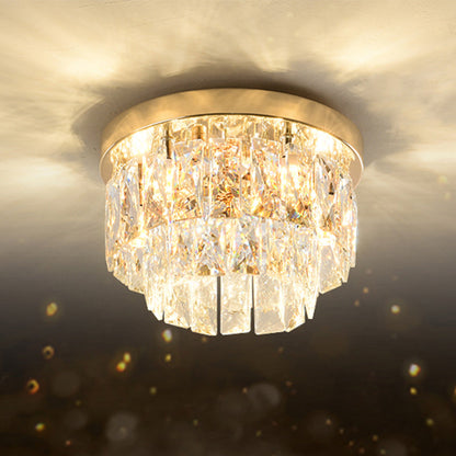 Contemporary Luxury Round Rectangle Iron Glass 5-light Semi-flush Mount Ceiling Light for Bedroom