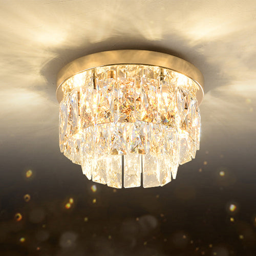 Contemporary Luxury Round Rectangle Iron Glass 5-light Semi-flush Mount Ceiling Light for Bedroom