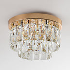 Contemporary Luxury Round Rectangle Iron Glass 5-light Semi-flush Mount Ceiling Light for Bedroom