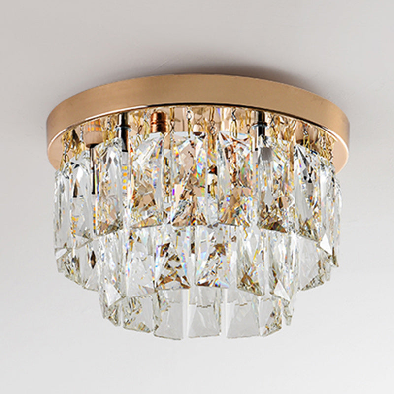 Contemporary Luxury Round Rectangle Iron Glass 5-light Semi-flush Mount Ceiling Light for Bedroom