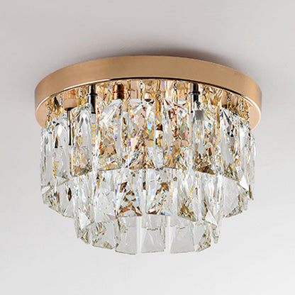 Contemporary Luxury Round Rectangle Iron Glass 5-light Semi-flush Mount Ceiling Light for Bedroom