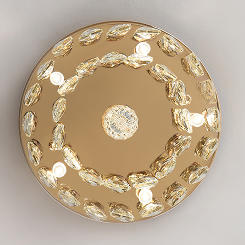 Contemporary Luxury Round Rectangle Iron Glass 5-light Semi-flush Mount Ceiling Light for Bedroom