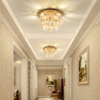 Contemporary Luxury Round Rectangle Iron Glass 5-light Semi-flush Mount Ceiling Light for Bedroom