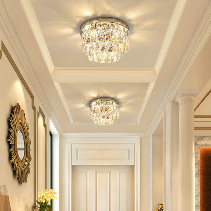 Contemporary Luxury Round Rectangle Iron Glass 5-light Semi-flush Mount Ceiling Light for Bedroom