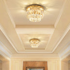 Contemporary Luxury Round Rectangle Iron Glass 5-light Semi-flush Mount Ceiling Light for Bedroom