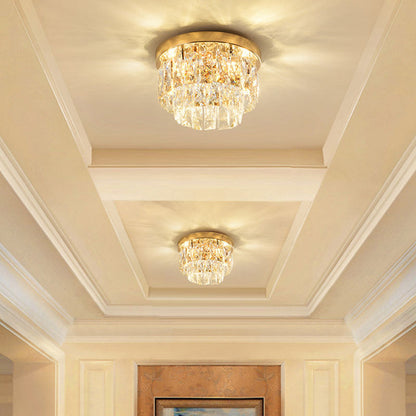 Contemporary Luxury Round Rectangle Iron Glass 5-light Semi-flush Mount Ceiling Light for Bedroom