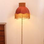 Traditional Vintage Cylinder Semicircle Tassel Fabric Copper 1-Light Standing Floor Lamp For Living Room Lumendat