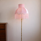 Traditional Vintage Cylinder Semicircle Tassel Fabric Copper 1-Light Standing Floor Lamp For Living Room Lumendat
