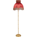 Traditional Vintage Cylinder Semicircle Tassel Fabric Copper 1-Light Standing Floor Lamp For Living Room Lumendat