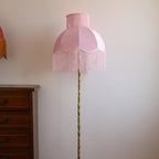 Traditional Vintage Cylinder Semicircle Tassel Fabric Copper 1-Light Standing Floor Lamp For Living Room Lumendat
