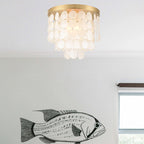 Contemporary Scandinavian Round Multilayer Iron Shell 3/4 Light Semi-Flush Mount Ceiling Light For Living Room