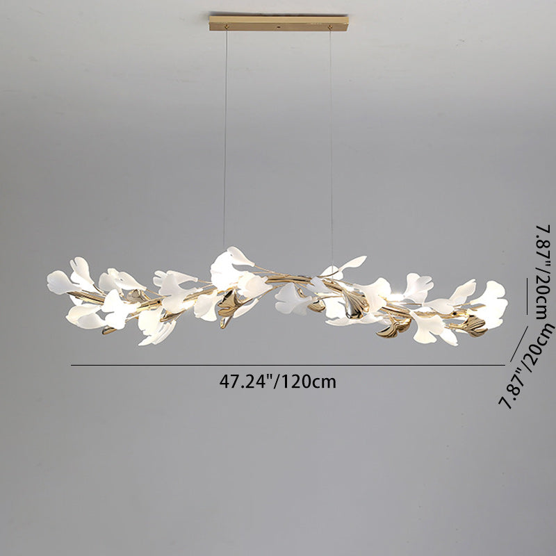 Contemporary Scandinavian Tree Branch Ginkgo Leaf Iron Plastic Porcelain 8-light Chandelier for Living Room BulbSquare