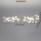 Contemporary Scandinavian Tree Branch Ginkgo Leaf Iron Plastic Porcelain 8-light Chandelier for Living Room BulbSquare