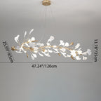Contemporary Scandinavian Tree Branch Ginkgo Leaf Iron Plastic Porcelain 8-light Chandelier for Living Room BulbSquare