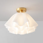 Contemporary Scandinavian Petal Multi-Layer Copper Acrylic 1-Light Semi-Flush Mount Ceiling Light For Living Room Lumendat