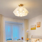 Contemporary Scandinavian Petal Multi-Layer Copper Acrylic 1-Light Semi-Flush Mount Ceiling Light For Living Room Lumendat