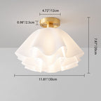 Contemporary Scandinavian Petal Multi-Layer Copper Acrylic 1-Light Semi-Flush Mount Ceiling Light For Living Room Lumendat
