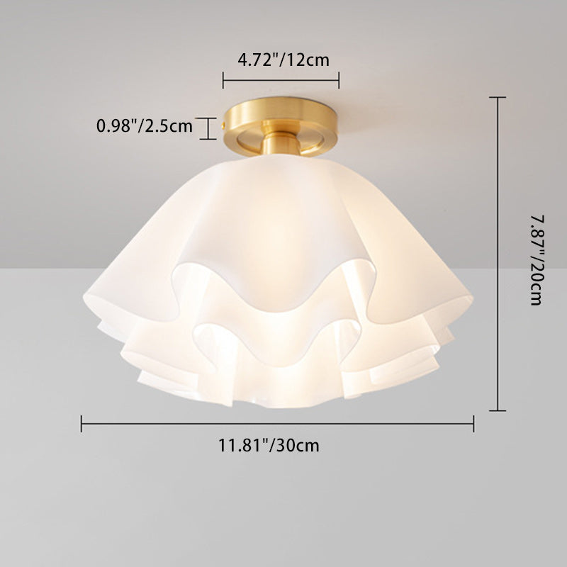 Contemporary Scandinavian Petal Multi-Layer Copper Acrylic 1-Light Semi-Flush Mount Ceiling Light For Living Room Lumendat