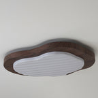 Traditional Vintage Pebble Woodgrain Hardware PVC LED Flush Mount Ceiling Light For Bedroom