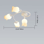 Contemporary Creative Branch Rose Flower Long Iron Pe 4/5/6/10 Light Semi-flush Mount Ceiling Light for Living Room
