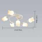 Contemporary Creative Branch Rose Flower Long Iron Pe 4/5/6/10 Light Semi-flush Mount Ceiling Light for Living Room