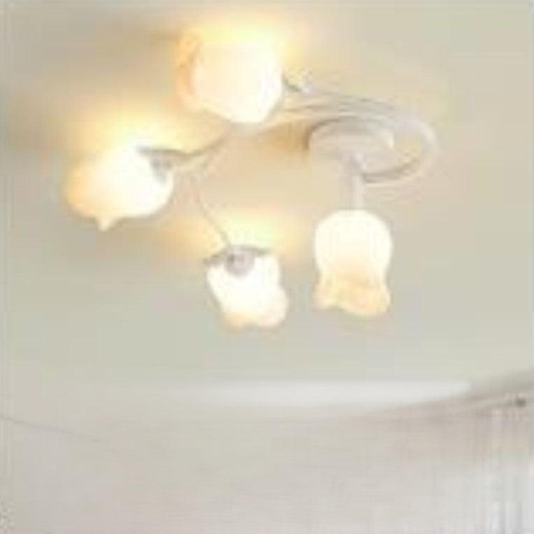 Contemporary Creative Branch Rose Flower Long Iron Pe 4/5/6/10 Light Semi-flush Mount Ceiling Light for Living Room