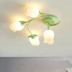Contemporary Creative Branch Rose Flower Long Iron Pe 4/5/6/10 Light Semi-flush Mount Ceiling Light for Living Room