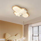 Contemporary Creative Cartoon Airplane Rubberwood PE LED Flush Mount Ceiling Light For Bedroom