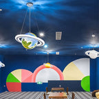 Lumendat Modern Minimalist Cartoon Kids Ball Circle Planet Iron PVC 1-Light Pendant Light For Bedroom Lumendat