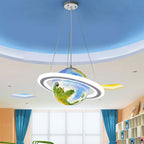 Lumendat Modern Minimalist Cartoon Kids Ball Circle Planet Iron PVC 1-Light Pendant Light For Bedroom Lumendat