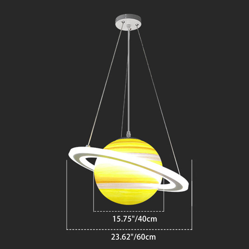 Lumendat Modern Minimalist Cartoon Kids Ball Circle Planet Iron PVC 1-Light Pendant Light For Bedroom Lumendat