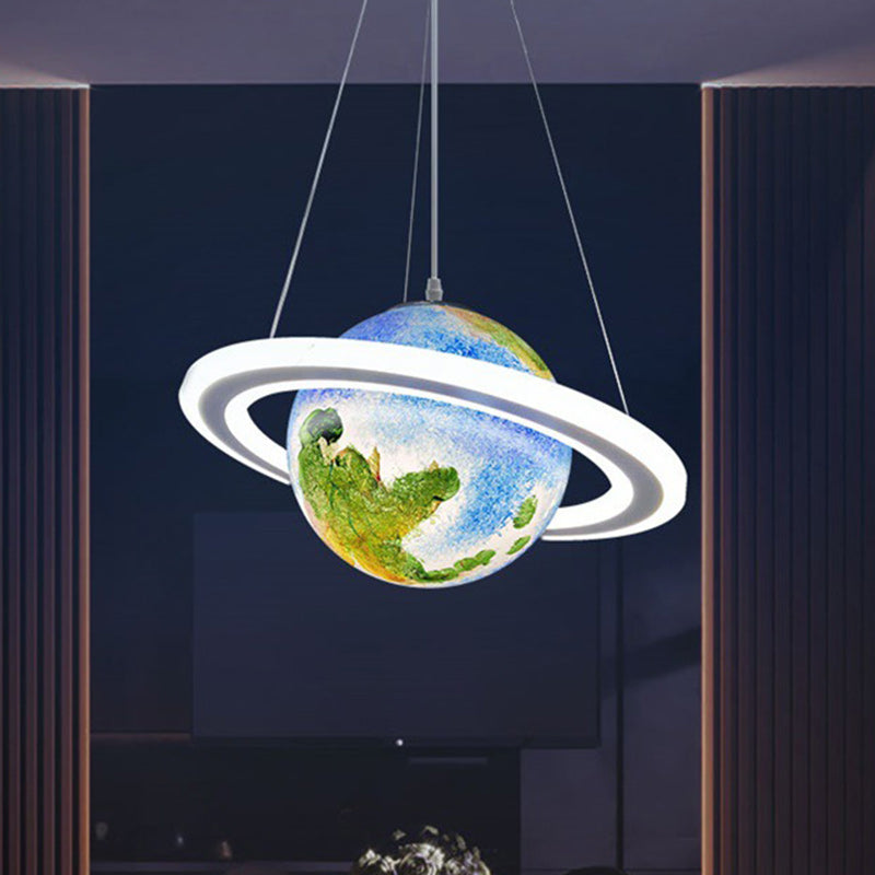 Lumendat Modern Minimalist Cartoon Kids Ball Circle Planet Iron PVC 1-Light Pendant Light For Bedroom Lumendat