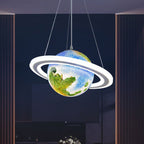 Lumendat Modern Minimalist Cartoon Kids Ball Circle Planet Iron PVC 1-Light Pendant Light For Bedroom Lumendat