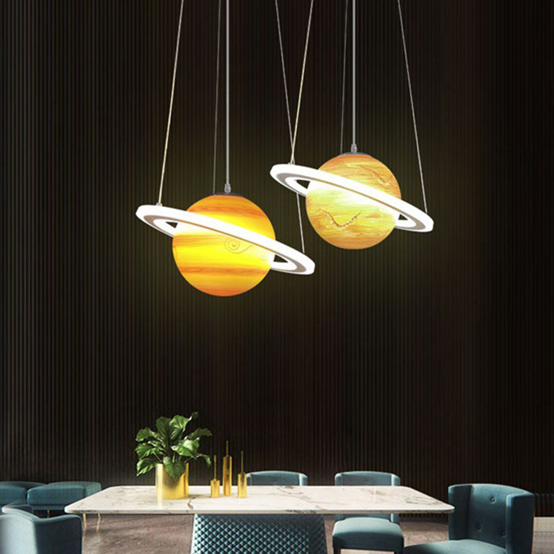 Lumendat Modern Minimalist Cartoon Kids Ball Circle Planet Iron PVC 1-Light Pendant Light For Bedroom Lumendat