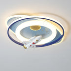 Contemporary Creative Cartoon Kids Astronaut Rocket Princess Round Oval Iron Acrylic LED Flush Mount Ceiling Light for Bedroom
