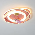 Contemporary Creative Cartoon Kids Astronaut Rocket Princess Round Oval Iron Acrylic LED Flush Mount Ceiling Light for Bedroom