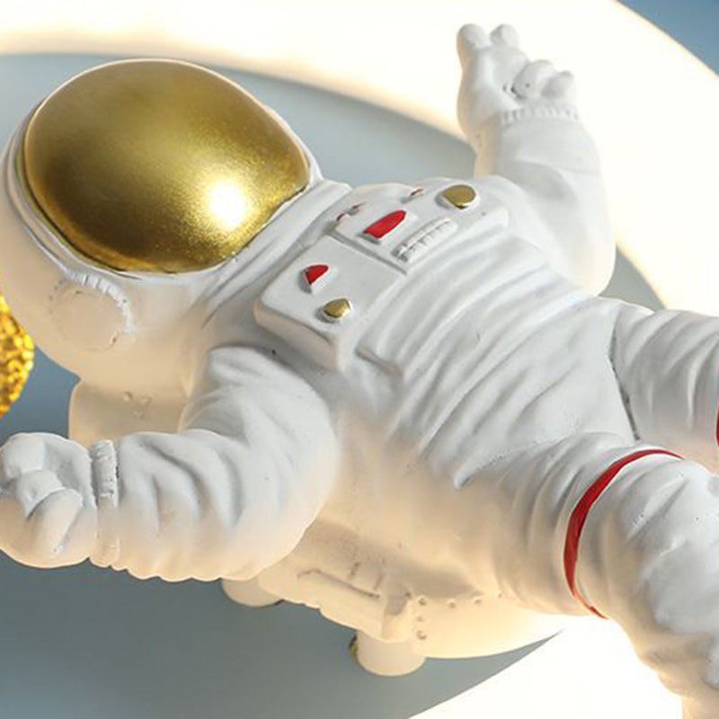 Contemporary Creative Cartoon Kids Astronaut Rocket Princess Round Oval Iron Acrylic LED Flush Mount Ceiling Light for Bedroom