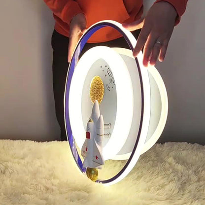 Contemporary Creative Cartoon Kids Astronaut Rocket Princess Round Oval Iron Acrylic LED Flush Mount Ceiling Light for Bedroom