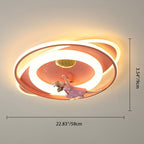 Contemporary Creative Cartoon Kids Astronaut Rocket Princess Round Oval Iron Acrylic LED Flush Mount Ceiling Light for Bedroom
