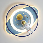 Contemporary Creative Cartoon Kids Astronaut Rocket Princess Round Oval Iron Acrylic LED Flush Mount Ceiling Light for Bedroom