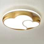 Contemporary Scandinavian Romantic Double Heart Round Iron Acrylic LED Flush Mount Ceiling Light For Bedroom