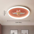 Contemporary Creative Cartoon Kids Astronaut Angel Round Aluminum Hardware Silicone Flush Mount Ceiling Light Kid Light For Bedroom