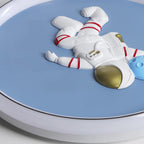 Contemporary Creative Cartoon Kids Astronaut Angel Round Aluminum Hardware Silicone Flush Mount Ceiling Light Kid Light For Bedroom