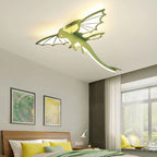 Contemporary Creative Cartoon Kids Dinosaur Oval Chassis Iron PVC Acrylic LED Semi-Flush Mount Ceiling Light Kids Light For Bedroom Lumendat