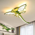 Contemporary Creative Cartoon Kids Dinosaur Oval Chassis Iron PVC Acrylic LED Semi-Flush Mount Ceiling Light Kids Light For Bedroom Lumendat