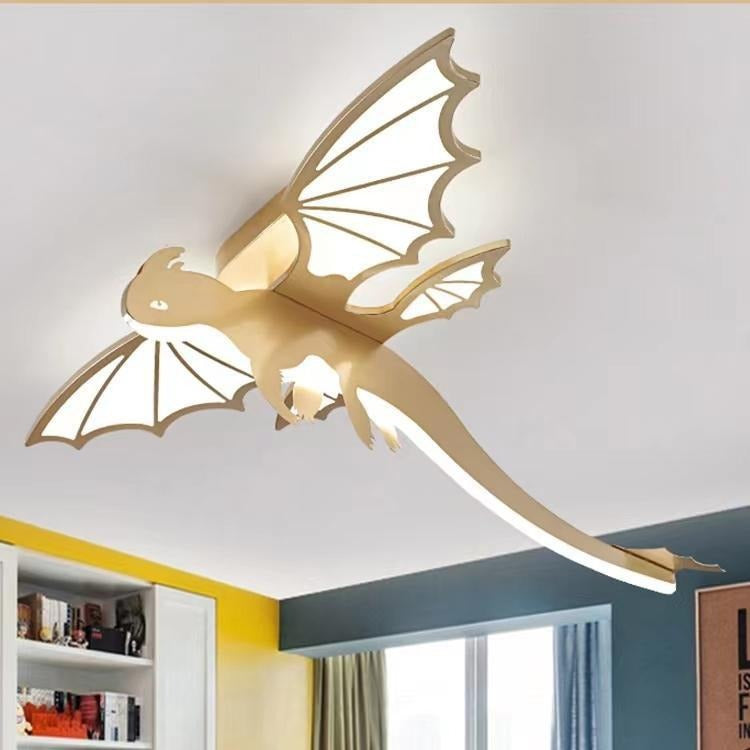 Contemporary Creative Cartoon Kids Dinosaur Oval Chassis Iron PVC Acrylic LED Semi-Flush Mount Ceiling Light Kids Light For Bedroom Lumendat