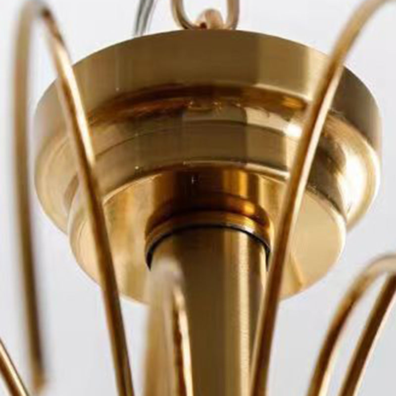 Traditional Vintage Branch Cylinder Tear Drop Copper Glass 3/4/6/12 Light Chandelier for Living Room
