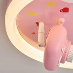 Contemporary Creative Cartoon Kids Astronaut Wizard Telescope Camera Round Arched Iron Resin Acrylic LED Flush Mount Ceiling Light For Bedroom