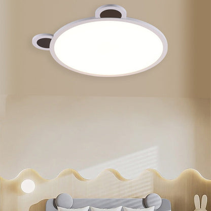 Modern Minimalist Cartoon Kids Round Half Circle Bear Aluminum Acrylic LED Flush Mount Ceiling Light For Bedroom